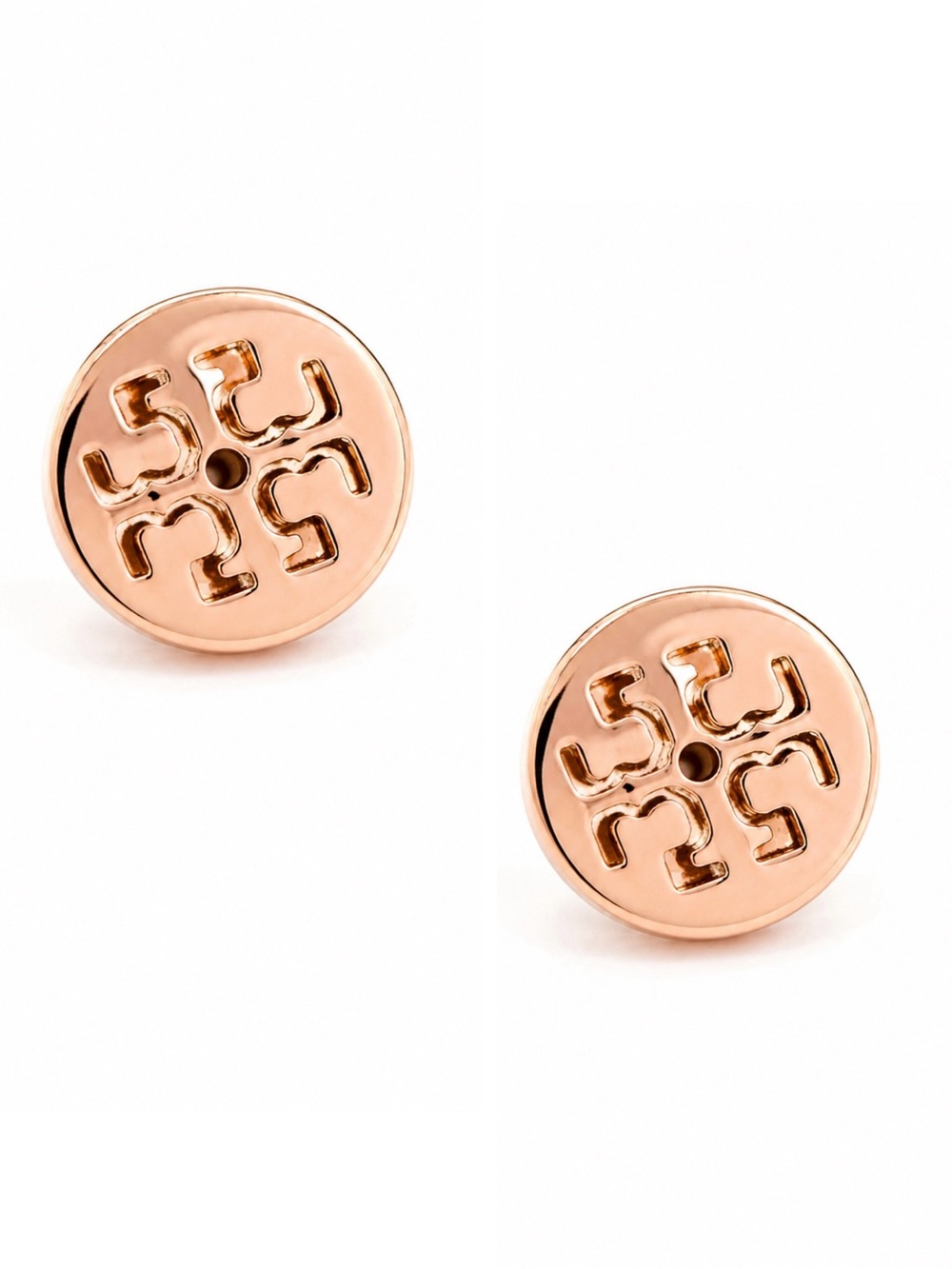 TORY BURCH • Rose Gold Crystal Logo Earrings - Picture 4 of 9